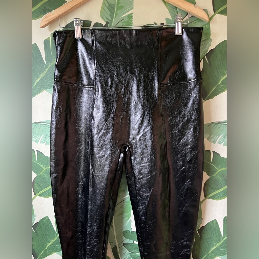 Spanx Womens Black Faux Leather Leggings XL - Picture 3 of 9